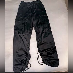 Women’s Zara black satin cargo pants- Small